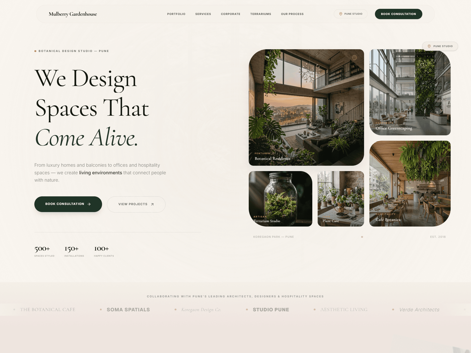 Luxury Biophilic Architecture & Interior Design Website